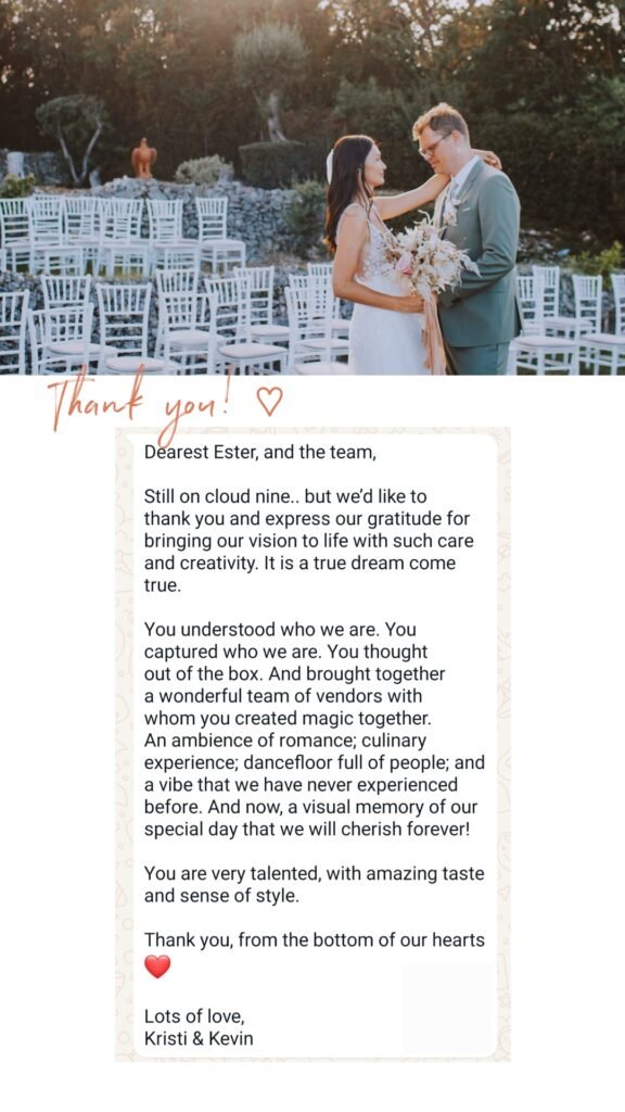 Your Lefkada Wedding testimonial, wedding in Lefkas