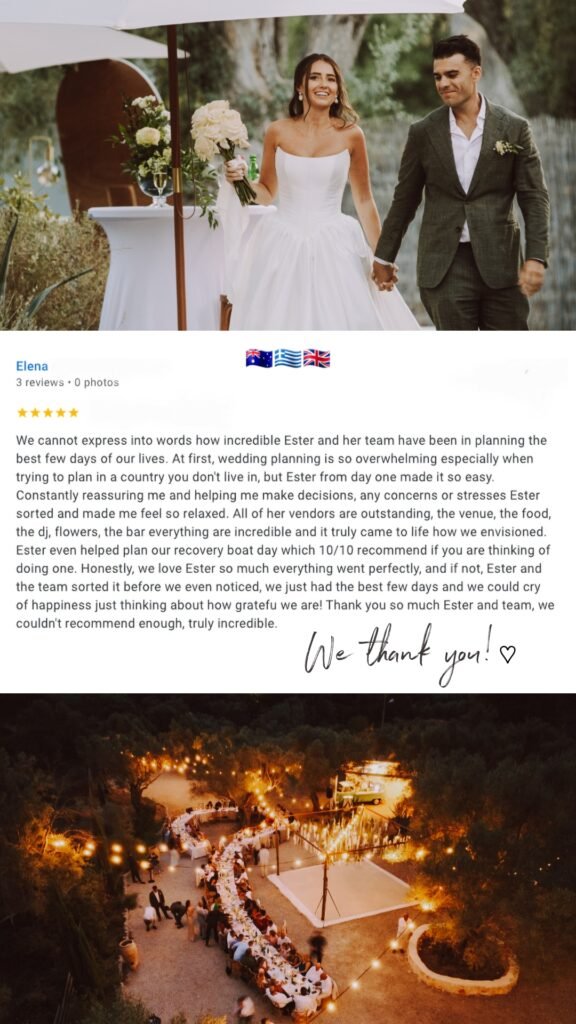 Your Lefkada Wedding testimonial, wedding in Lefkas